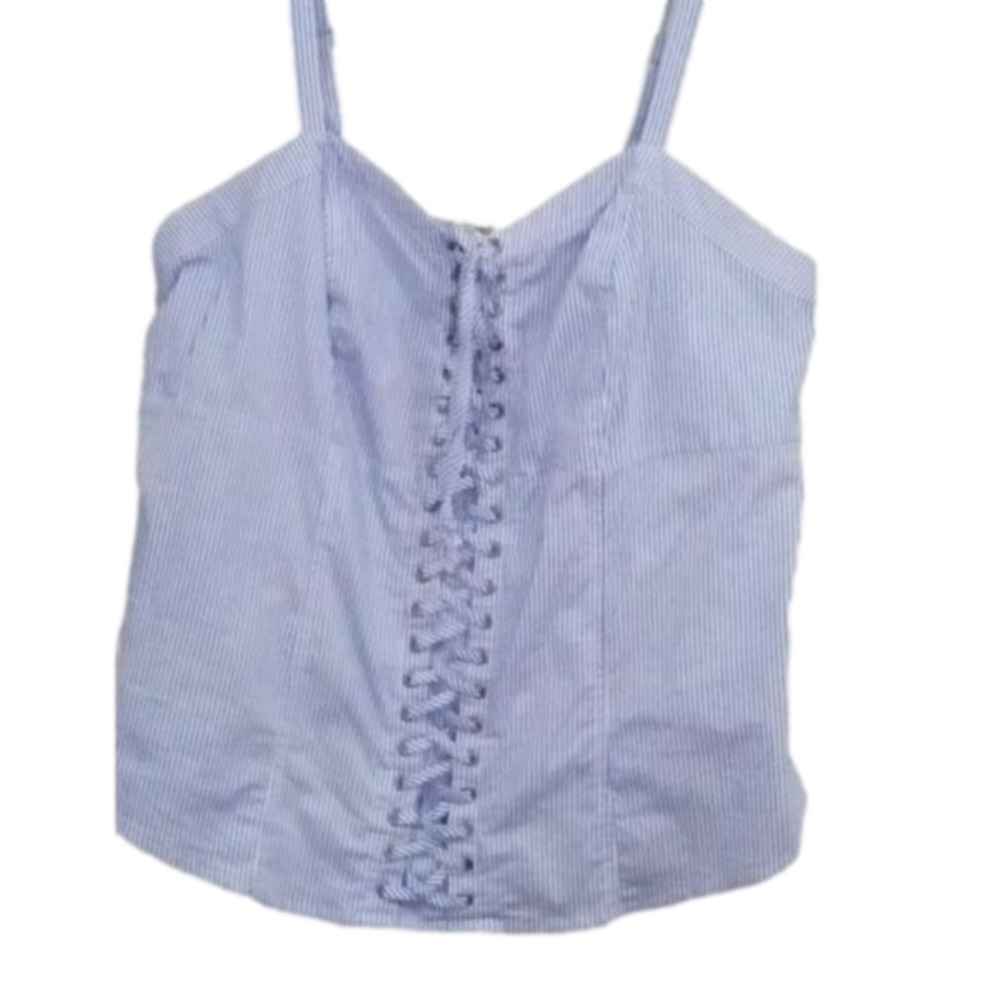 torrid corset top seersucker crisscross detailing size 0 (large)